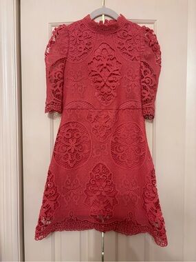 Gh Girls Elegant Lace A-Line Dress in Pink